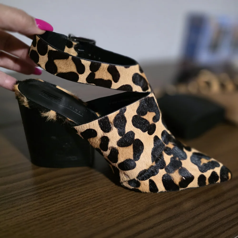 Leopard Cheetah Print Mules Western Cowboy with Block Heel 8.5 - Picture 1 of 8